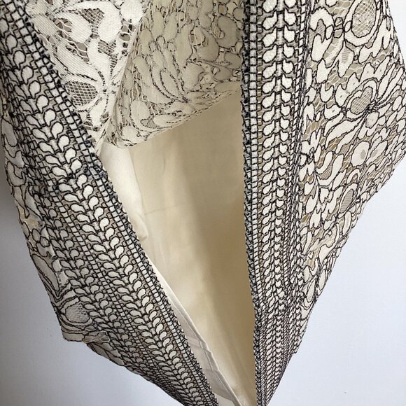 NWT Loft Ivory Cream and Black Lace Overlay Shift Dress Size 12 - Picture 3 of 7